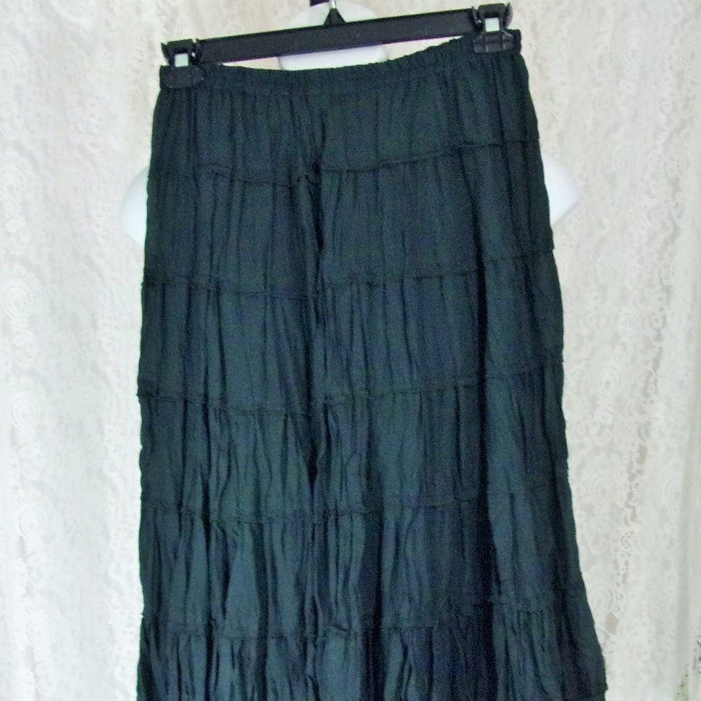 Black Maxi Boot Skirt Tiered Ruffles